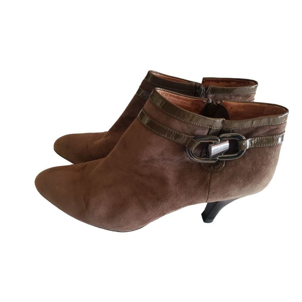 SOFFT BELVEDERE SUEDE BOOTIES SIZE  10M MEDIUM BROWN ANKLE ZIP COMFORT EXTRA SPA - Picture 2 of 10